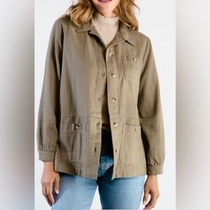 ABLE The Phyllis Utility Shacket in Dusky Green Size: Small Lightweight Shacket